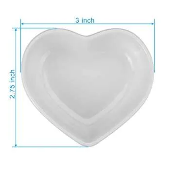 Beautyflier Pack of 4 Heart Shaped Ceramic Sauce Dishes Plates Serving Saucers Bowl For Sushi Appetizer Japanese Style Dinnerware Set (White, 4pcs)