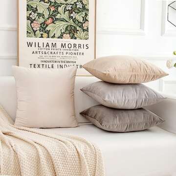 Yonous Neutral Gradient Combo Set Throw Pillow Covers, Premium Velvet Soft Square Cushion Cases, Decorative Pillows for Sofa Bedroom Car, Set of 4, 16x16 Inch