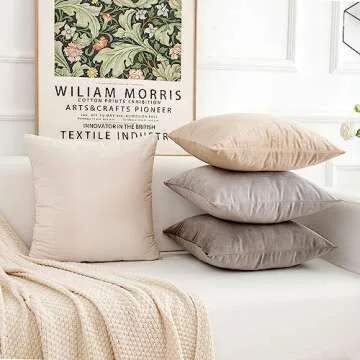 Yonous Neutral Gradient Combo Set Throw Pillow Covers, Premium Velvet Soft Square Cushion Cases, Decorative Pillows for Sofa Bedroom Car, Set of 4, 16x16 Inch