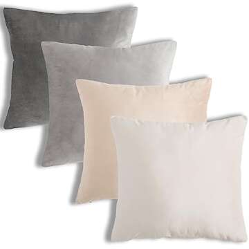 Yonous Neutral Gradient Combo Set Throw Pillow Covers, Premium Velvet Soft Square Cushion Cases, Decorative Pillows for Sofa Bedroom Car, Set of 4, 16x16 Inch