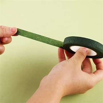 DECORA 1/2" Wide Dark Green Floral Tapes for Bouquet Stem Wrapping and Floral Crafts Supply