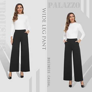 MISS MOLY Wide Leg Pants for Women Business Long Palazzo Pants Trousers Dress Pants Black S