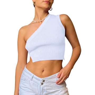 SAFRISIOR Women One Shoulder Backless Crop Top