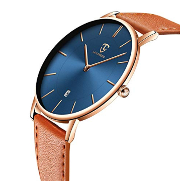 BEN NEVIS Minimalist Mens Watch with Leather Strap Rose Gold