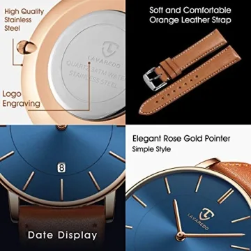 BEN NEVIS Minimalist Mens Watch with Leather Strap Rose Gold