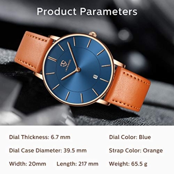 BEN NEVIS Minimalist Mens Watch with Leather Strap Rose Gold