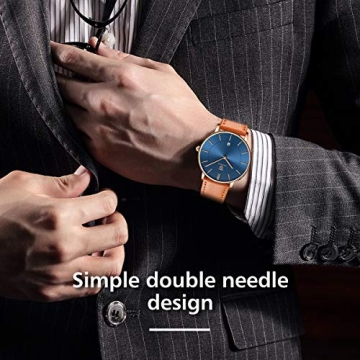 BEN NEVIS Minimalist Mens Watch with Leather Strap Rose Gold