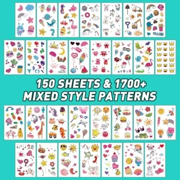 Metker Kids Temporary Tattoos 1700+ Patterns - Fun & Safe