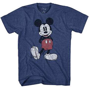 Disney mens Full Size Mickey Mouse Distressed Look T-shirt T Shirt, Navy Heather, Large US
