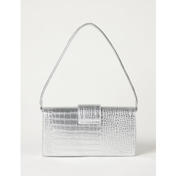 The Drop Safiya Silver Flap Shoulder Bag - Stylish & Practical