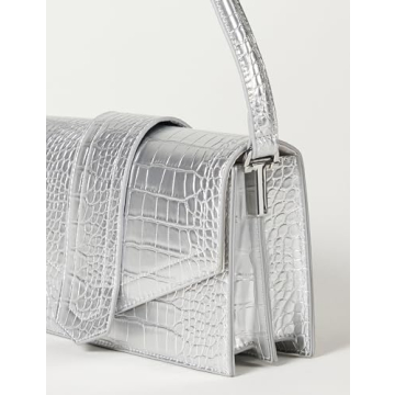 The Drop Safiya Silver Flap Shoulder Bag - Stylish & Practical