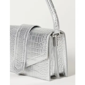 The Drop Safiya Silver Flap Shoulder Bag - Stylish & Practical