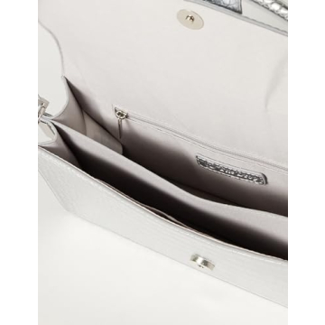 The Drop Safiya Silver Flap Shoulder Bag - Stylish & Practical