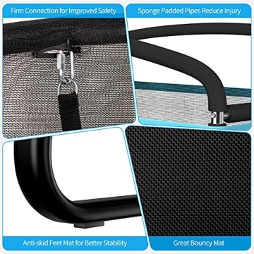 GYMAX 6FT Kids Trampoline with Swing, ASTM Approved Rectangle Recreational Trampoline with Enclosure Safety Net, Indoor/Outdoor Baby Toddler Play Combo Bounce, Birthday for Boy & Girl (Blue)