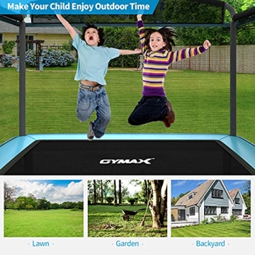 GYMAX 6FT Kids Trampoline with Swing, ASTM Approved Rectangle Recreational Trampoline with Enclosure Safety Net, Indoor/Outdoor Baby Toddler Play Combo Bounce, Birthday for Boy & Girl (Blue)