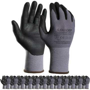 Safety Work Gloves - 12 Pairs MicroFoam Nitrile Coated for Home Improvement
