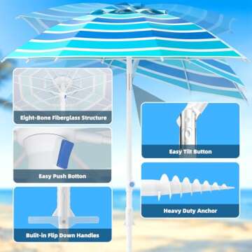 COONYES 8FT Large Beach Umbrella for Outdoor Use