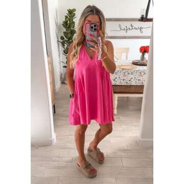 Athlisan Women's Casual Mini Dress with Pockets