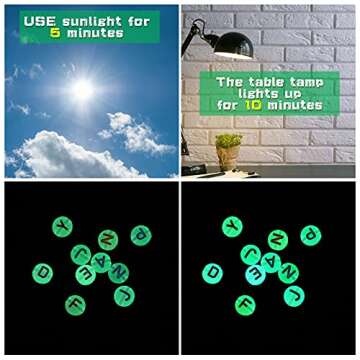 Jadive 1000 Pcs Glow in The Dark Letter Beads for Bracelets 4 x 7mm Acrylic Glow Letter Beads UV Luminous Alphabet Beads for Women Adults DIY Crafts Necklace Jewelry Making