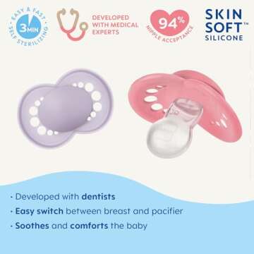 MAM Original Matte Baby Pacifiers, Binky for 6-16 Months, BPA-Free Silicone Nipple, Easy to Clean, B...