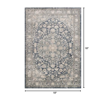 Loloi II Teagan Denim Mist Sample Rug 18x18 Soft Durable