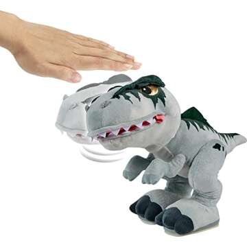 Mattel Jurassic World Dominion Chompin’ Action Giganotosaurus Plush Dinosaur Figure, Soft Doll with Roar Sound and Chomp Motion, Toy Gift