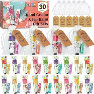 AZEN 30 Sets Hand Cream & Lip Balm Bulk Set for Bridal Showers