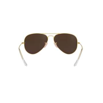 Ray-Ban RB3025 Classic Aviator Sunglasses, Matte Gold/Polarized Brown Mirror Fuchsia, 58 mm