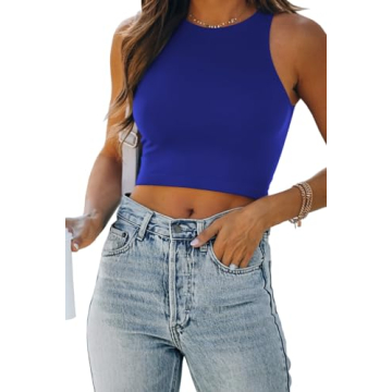Stylish EFAN Womens Sleeveless High Neck Crop Top for Summer