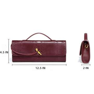 Chelity Women's Fashion Handmade Evening Bag - Elegant PU Leather Shoulder Clutch (Wine Red)