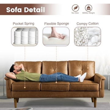 Ovius Luxury Compact 3-Seater Mid-Century Modern Sofa