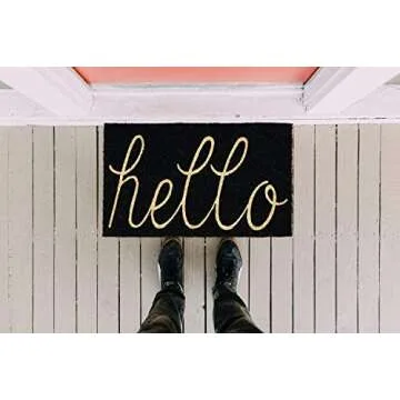 DII Hello Coir Fiber Doormat Durable Non-Slip Pet Friendly