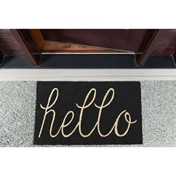 DII Hello Coir Fiber Doormat Durable Non-Slip Pet Friendly