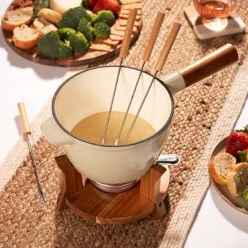 Twine Farmhouse Fondue Pot Set for Cheese and Chocolate