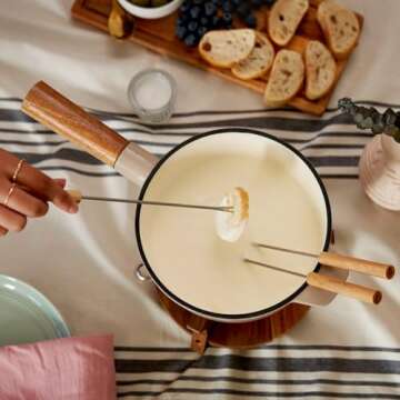 Twine Farmhouse Fondue Pot Set for Cheese and Chocolate