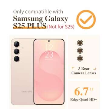 GVIEWIN for Samsung Galaxy S25 Plus Case with Screen Protector & Camera Lens Protector, [Non Yellowi...
