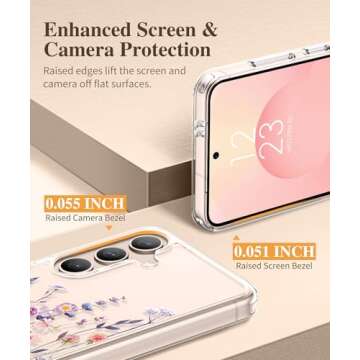GVIEWIN for Samsung Galaxy S25 Plus Case with Screen Protector & Camera Lens Protector, [Non Yellowing] Clear Floral Hard Shockproof Bumper Women Phone Case for S25 Plus 6.7" (Floratopia/Colorful)