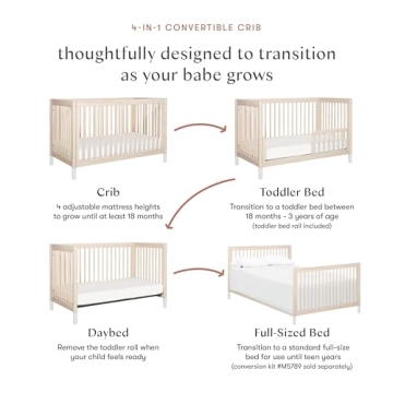 Beautiful Babyletto Gelato 4-in-1 Crib in Washed Natural & White