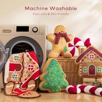 Ashler Merry Christmas Candy Shaped Pillows, Set of 2 Candy Cane Teddy Sherpa Soft Velvet Patchwork Throw Pillows, Christmas Cushion for Sofa, Bed and Living Room, Red, 21x10 & 12x20 inches