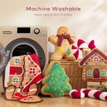 Ashler Merry Christmas Candy Shaped Pillows, Set of 2 Candy Cane Teddy Sherpa Soft Velvet Patchwork Throw Pillows, Christmas Cushion for Sofa, Bed and Living Room, Red, 21x10 & 12x20 inches