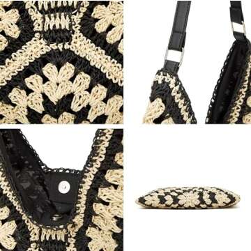Straw Hobo Bags for Women Vintage Shoulder Bag Everything Tote Bag Designer Beach Bag Holiday Work E...