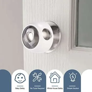 CLYMENE Child Proof Door Knob Covers for Kids Safety 4 Pack