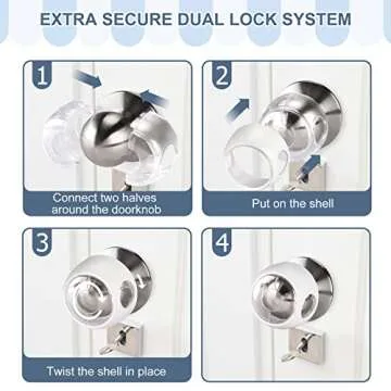 CLYMENE Child Proof Door Knob Covers for Kids Safety 4 Pack