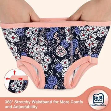 MooMoo Baby Training Underwear for Boys and Girls Absorbent Toddler Training Pants Cotton Washable and Reusable 2T-7T 8 Packs