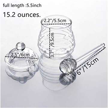 Large-Capacity Transparent Glass Honey Jar, Honeycomb Honey Jar With Dipper and Lid, Suitable for Ho...