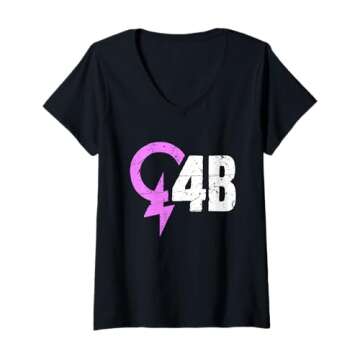 Womens 4B Movement Graphic Sign V-Neck T-Shirt