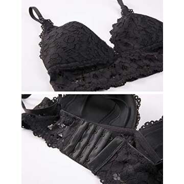 MOMANDA Women's Lace Nursing Bra Wirefree Padded Breastfeeding Maternity Bralette Cute Black 36C