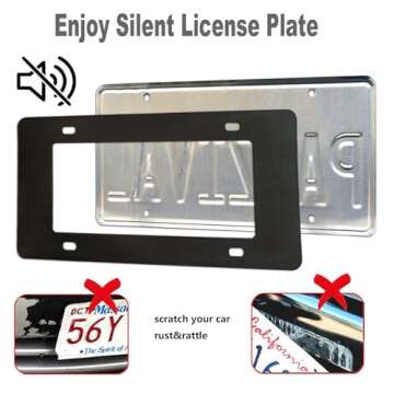ZXFOOG Carbon Fiber License Plate Frame- 100% Handcrafted Real Carbon Fiber Cloth Wrapped Holder, Slim Black Stainless Steel Car Tag Cover with Screws Caps, Rattle Proof Pad, 1 Pack 2 Hole
