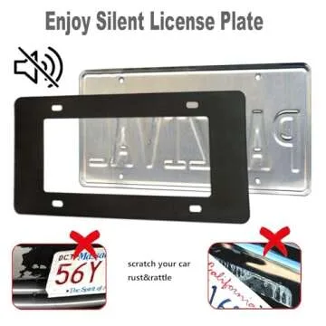 ZXFOOG Carbon Fiber License Plate Frame- 100% Handcrafted Real Carbon Fiber Cloth Wrapped Holder, Slim Black Stainless Steel Car Tag Cover with Screws Caps, Rattle Proof Pad, 1 Pack 2 Hole