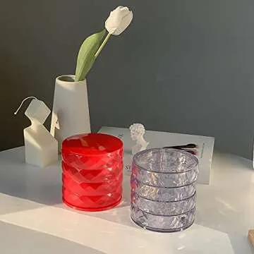 Topotter 4 Layers Jewelry Organizer Box, 360°Rotating Showcase Storage Organizer Rings Necklace Bracelet Earrings Holder, Jewelry Boxes & Organizers, Gift for Girls Mother Women(Red)